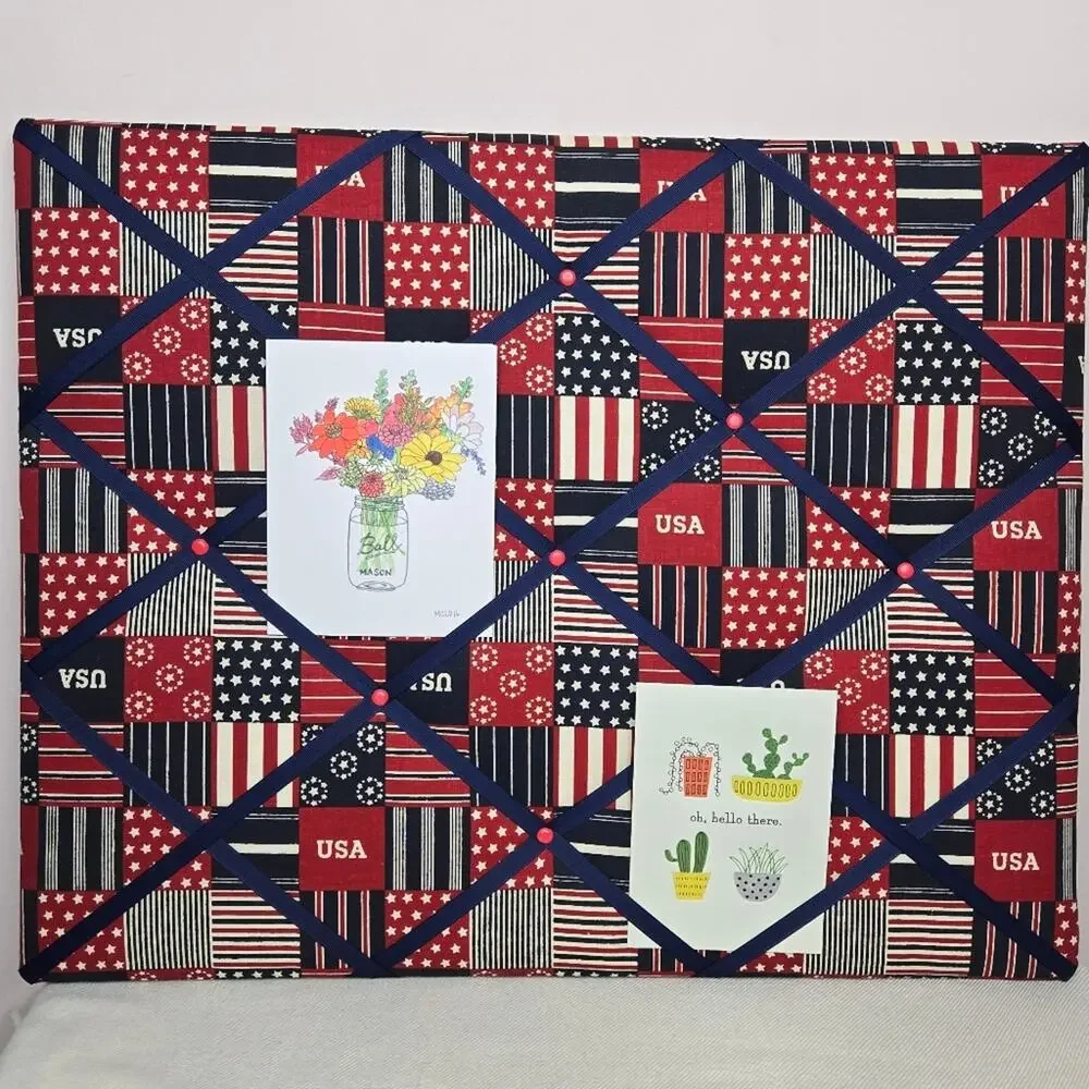 Patriotic Americana French Memo Board Handmade In VT 16x20in NWOT
